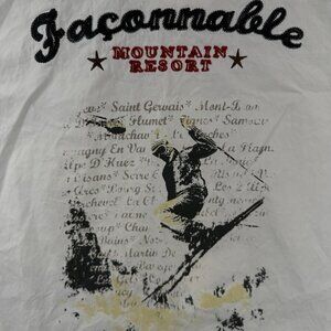 Faconnable Button Up Shirt Long Sleeve SKIING Cotton White Medium Facoclub Logo